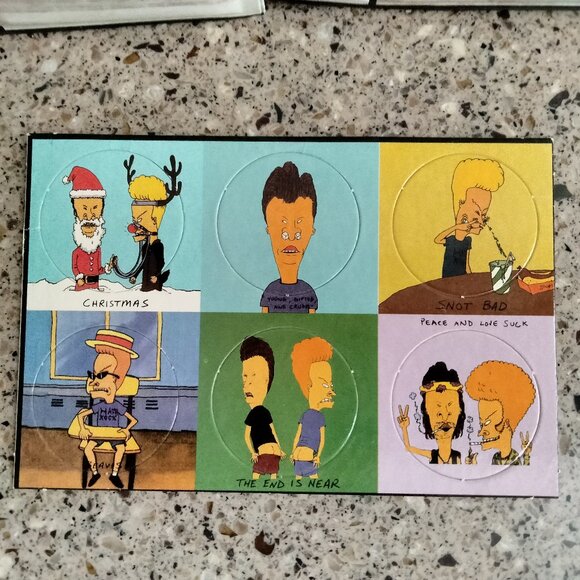 DUO: New Beavis & Butthead Unpunched Pogs Milk Caps Sheets - Picture 2 of 11